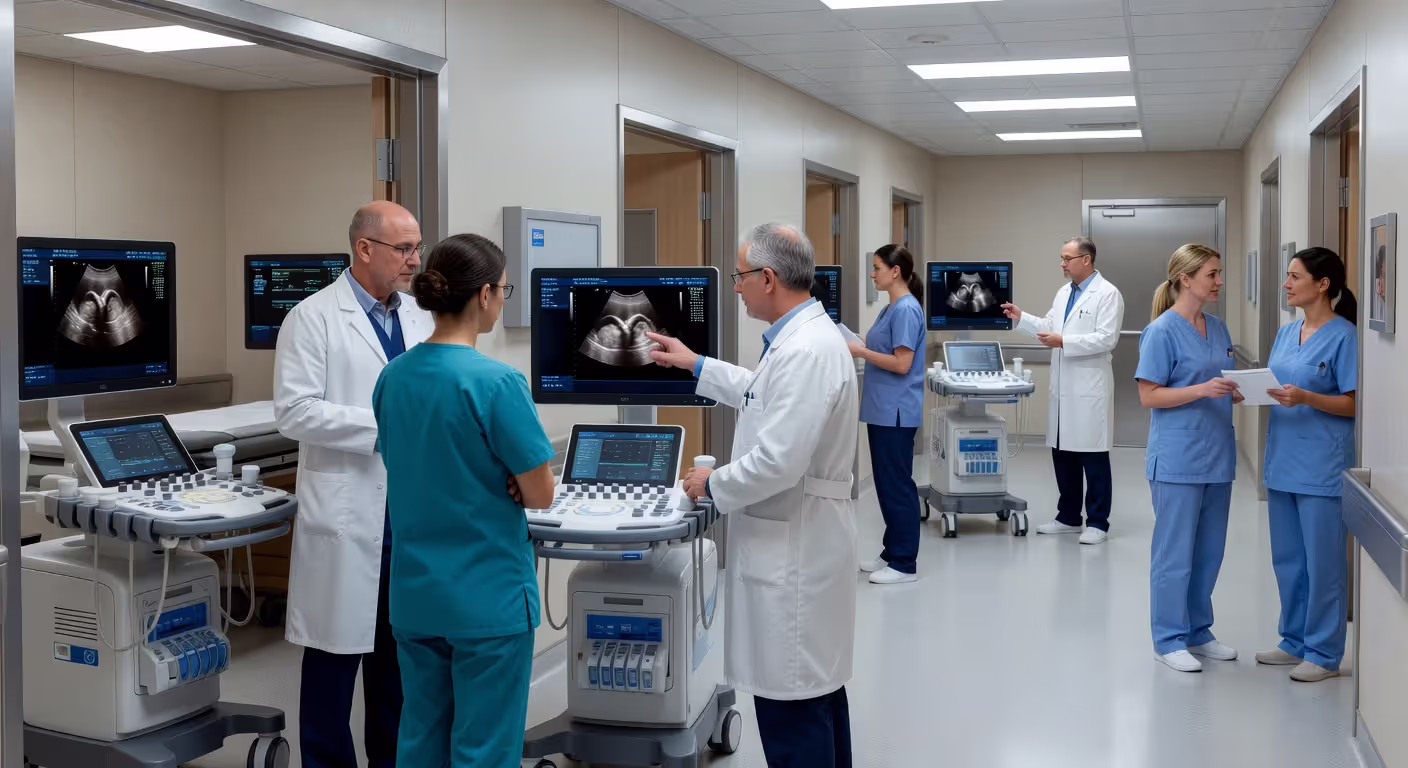 Professional ultrasound imaging department in a hospital setting