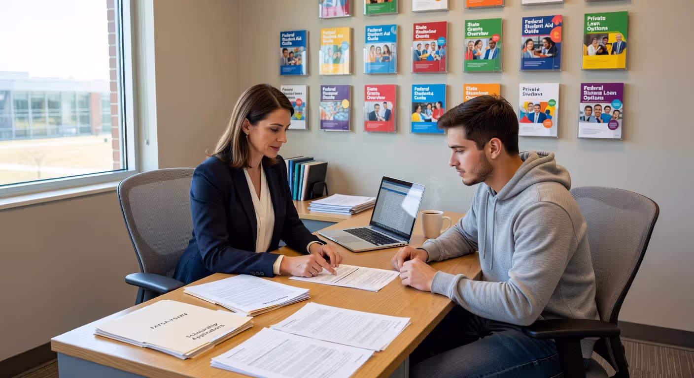 Student meeting with financial aid advisor to discuss x-ray tech program costs