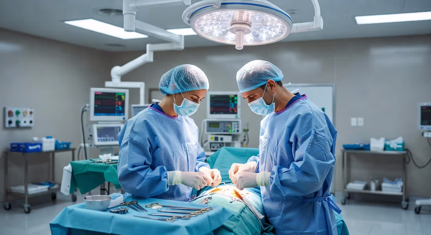 Surgical technologist assisting during surgery in operating room