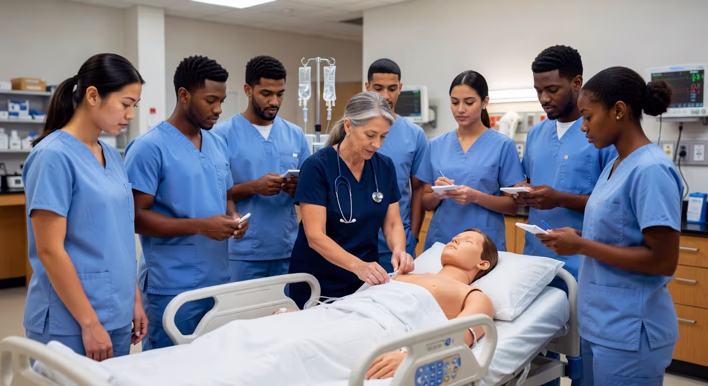 LPN students during hands-on clinical training