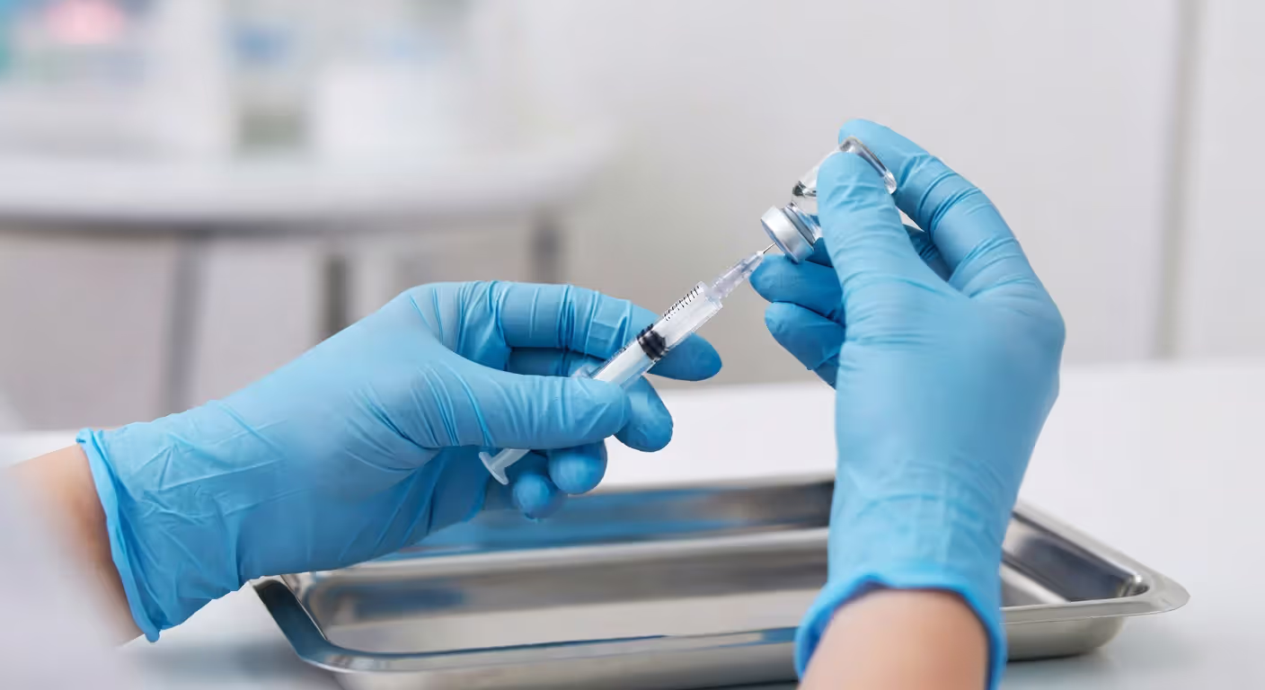 Medical assistant preparing injection demonstrating clinical skills