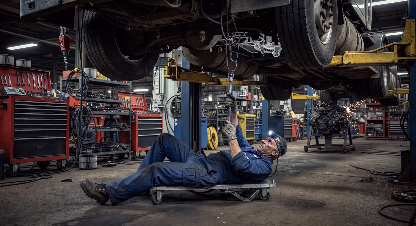 Diesel mechanic training on heavy-duty vehicles