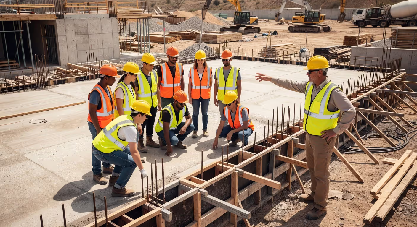 Construction management students on educational site visit