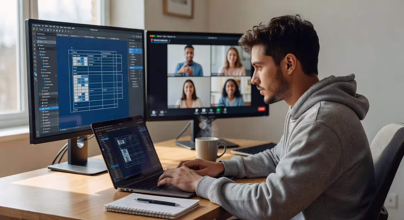 Remote student participating in online UX bootcamp