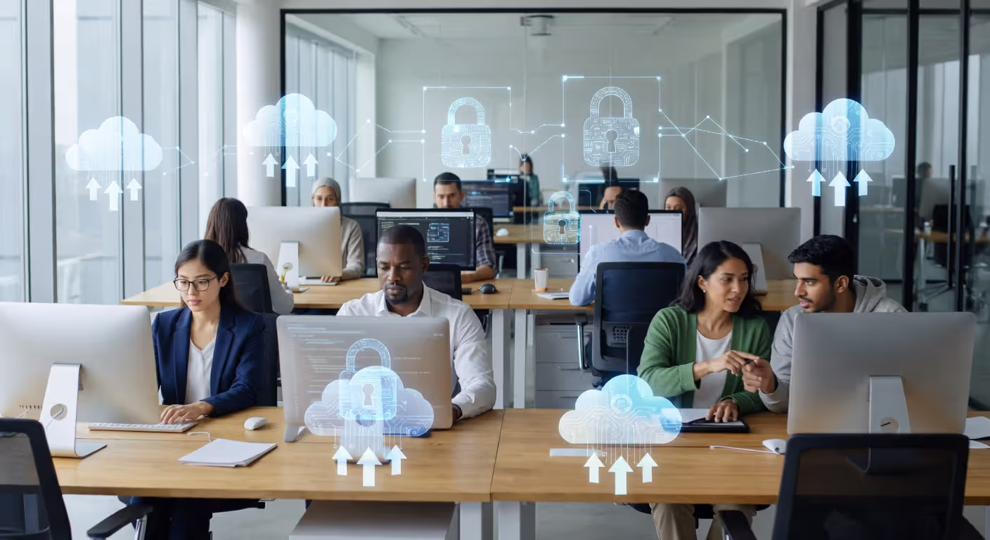 IT professionals working in modern office environment