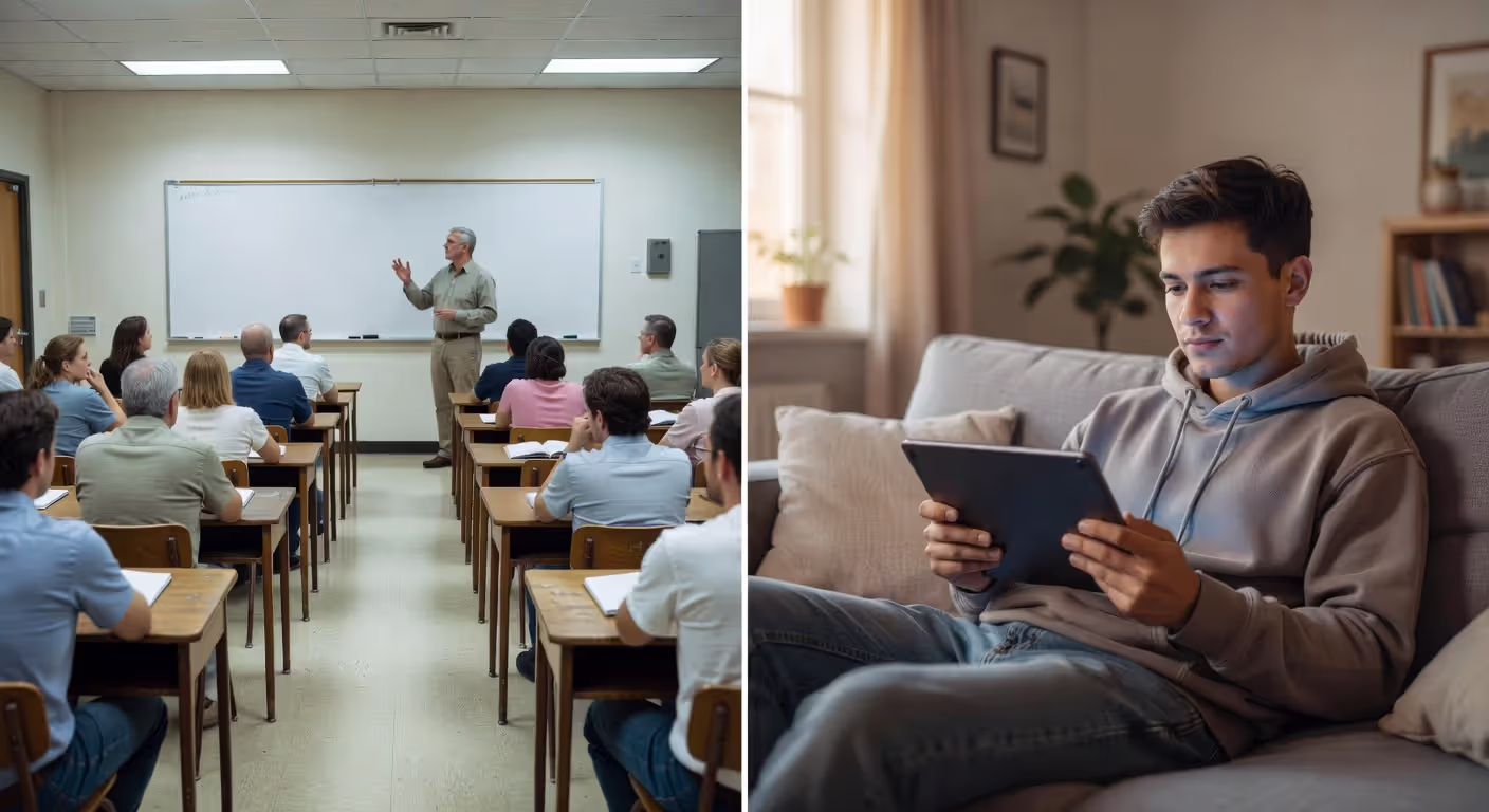 Comparison between traditional classroom and online traffic school learning environments