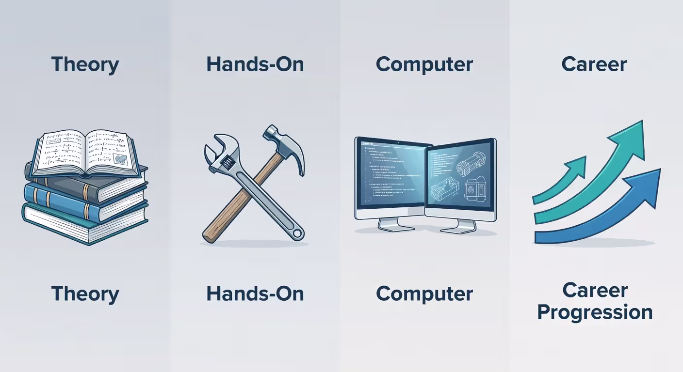 Visual comparison of engineering degree types and career paths