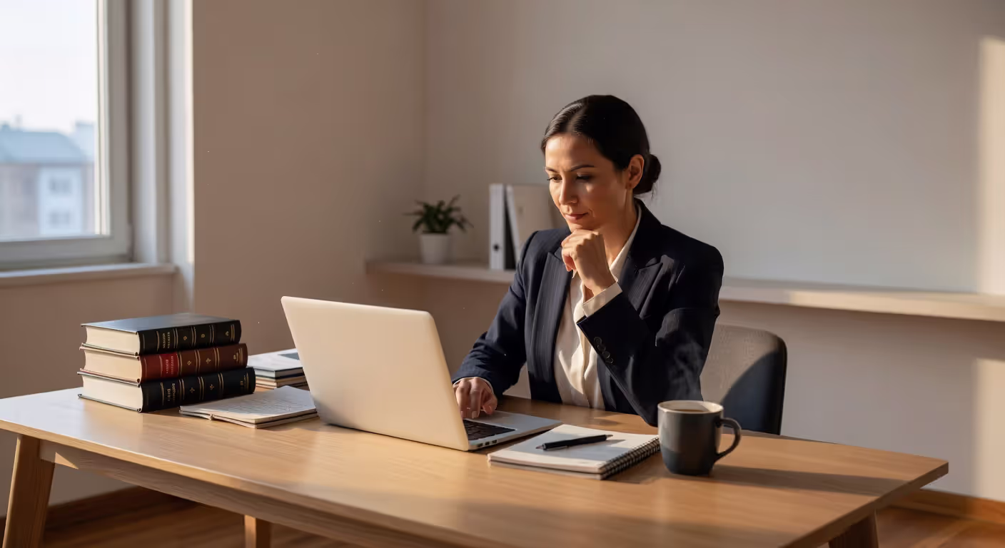 Student completing online paralegal coursework at home