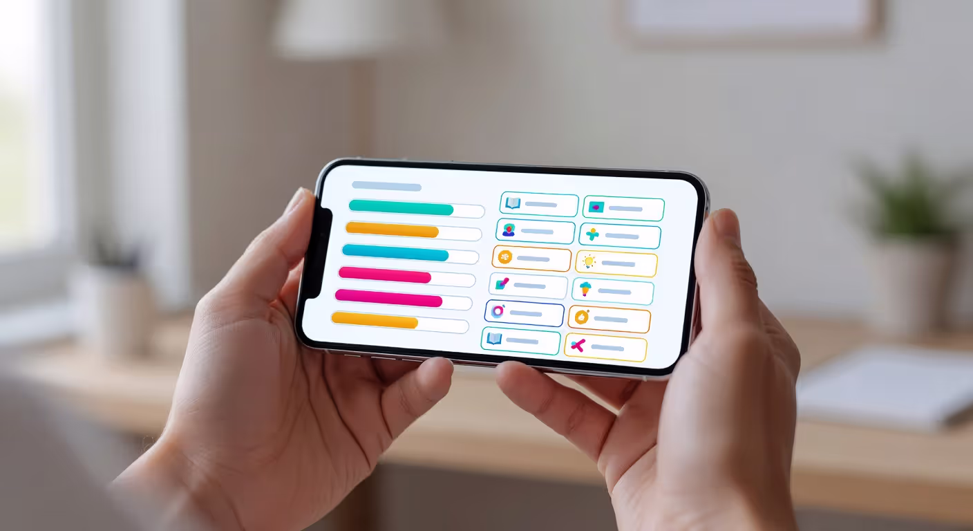 Mobile GED study app on smartphone showing progress tracking