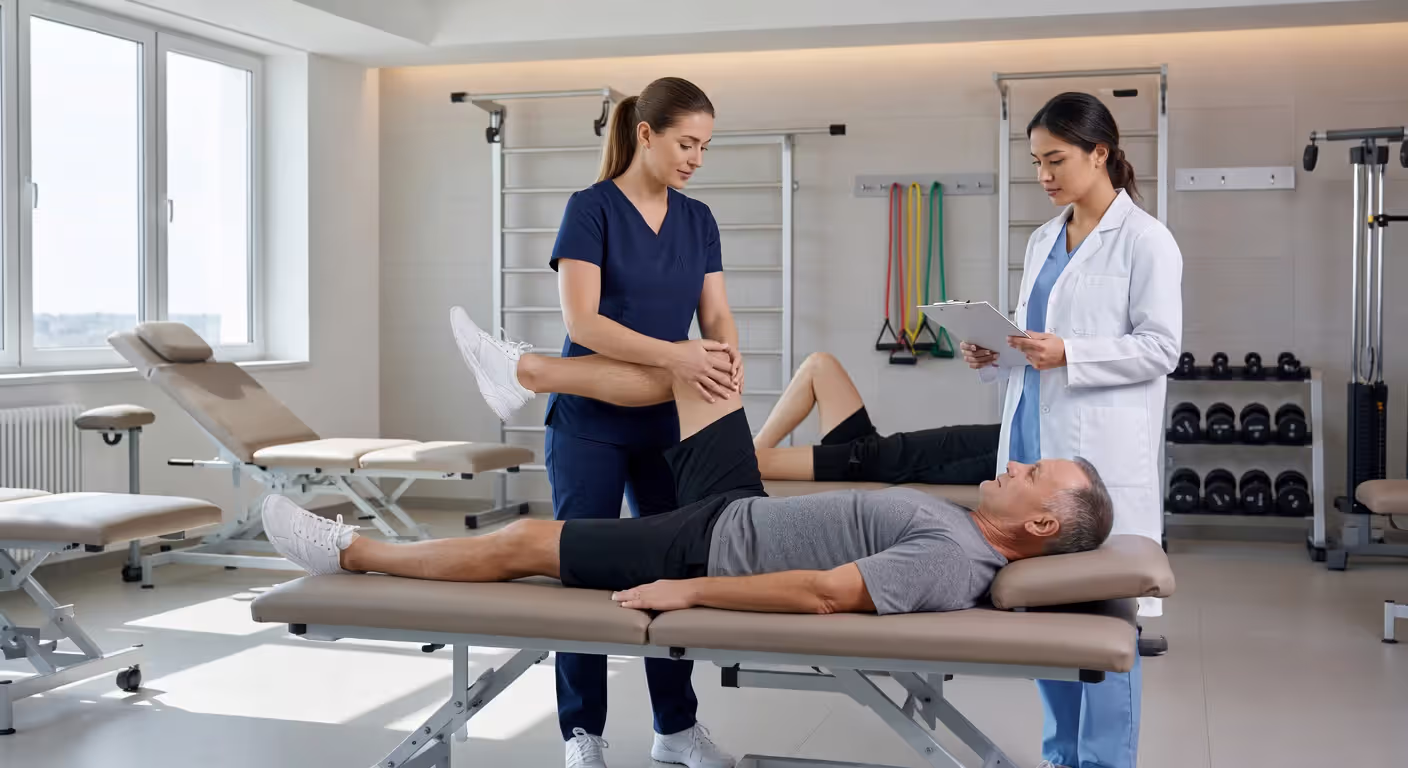 Physical therapist participating in hands-on continuing education workshop
