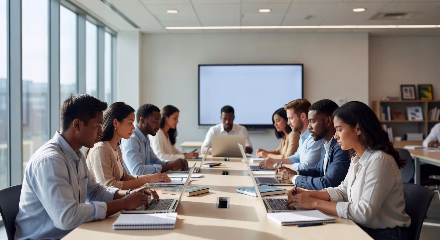 Adult learners in a contemporary classroom