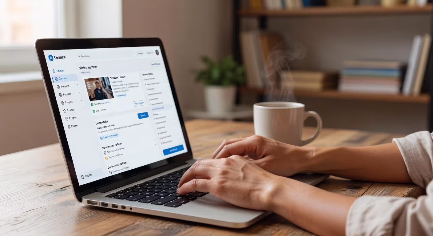 Student engaged in online learning from home