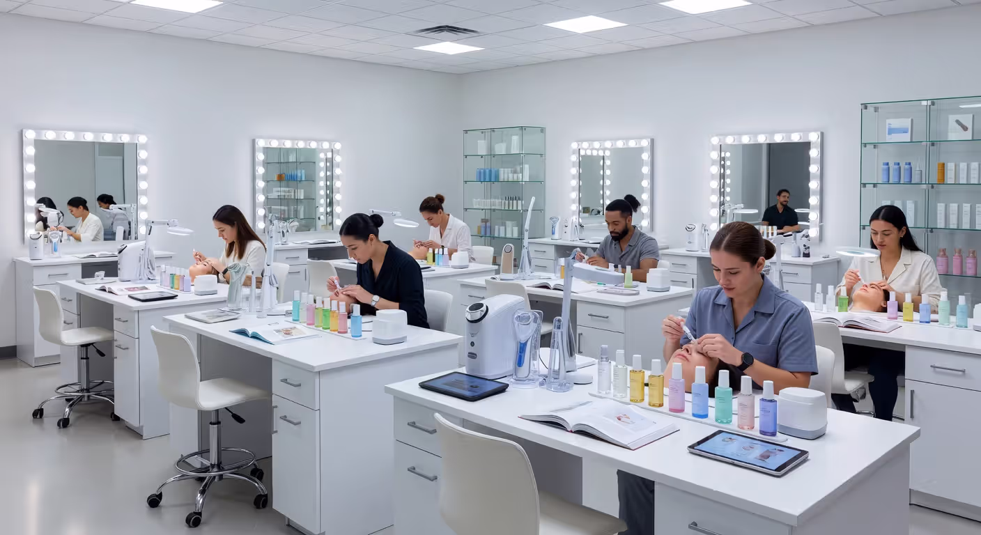 Beauty school training facility interior