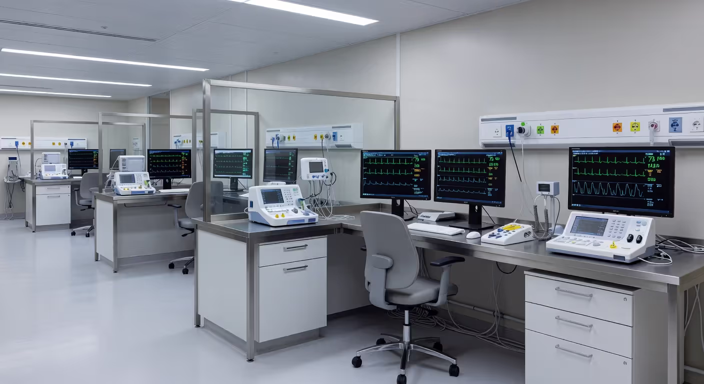 Hospital cardiac monitoring unit with EKG equipment