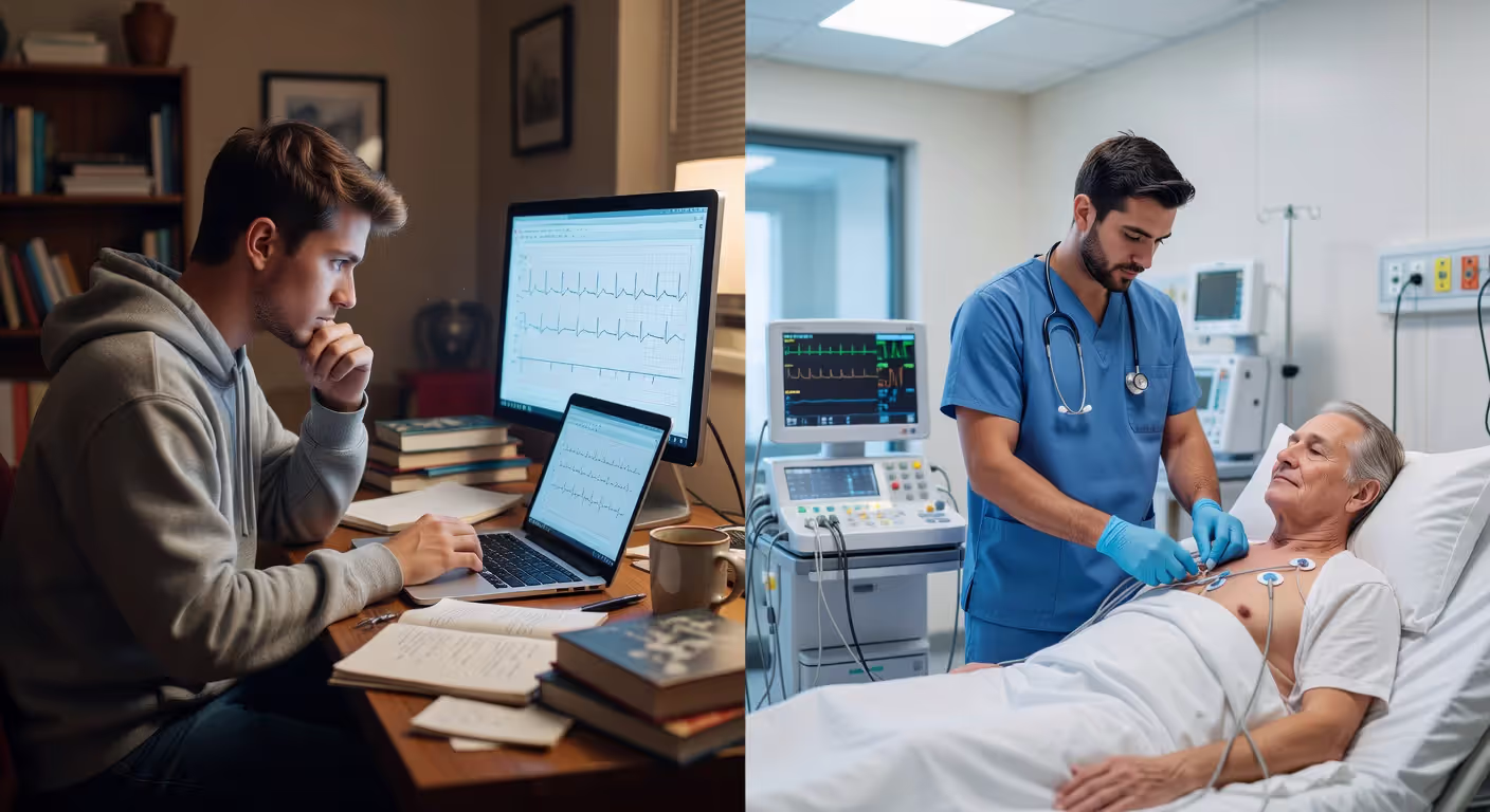 Comparison of online learning and hands-on clinical training for EKG technicians