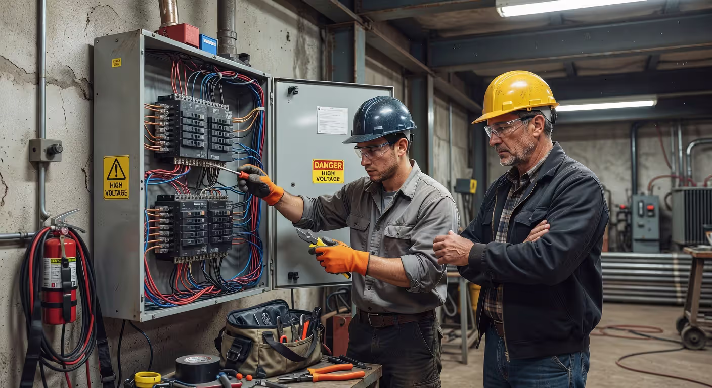 Electrician apprenticeship training in progress