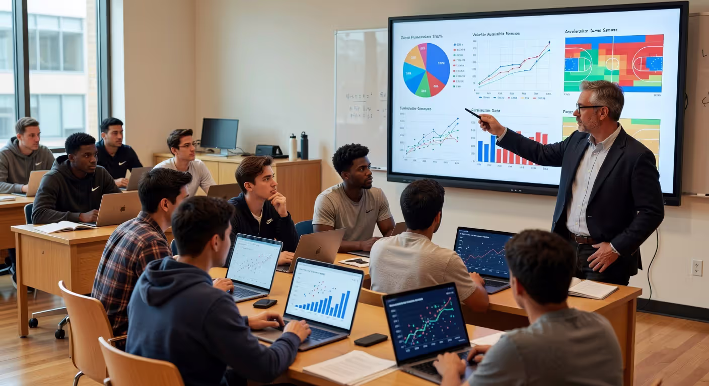 Sports analytics classroom instruction with data visualization