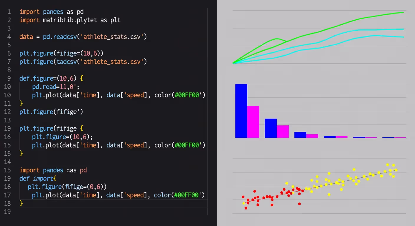 Sports data analysis workflow with code and visualizations