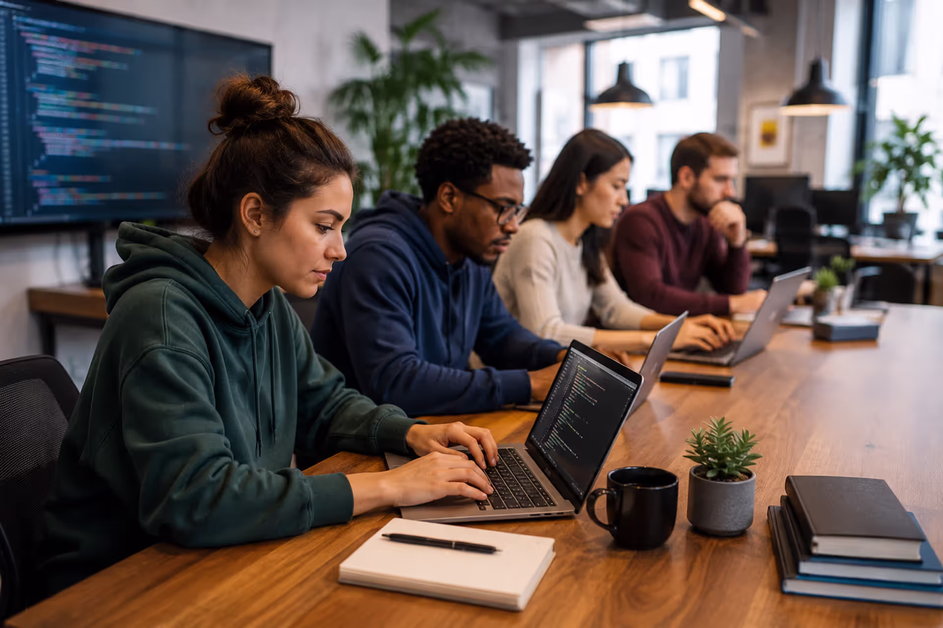 Students Building Real-World Coding Skills in a Modern Tech Classroom