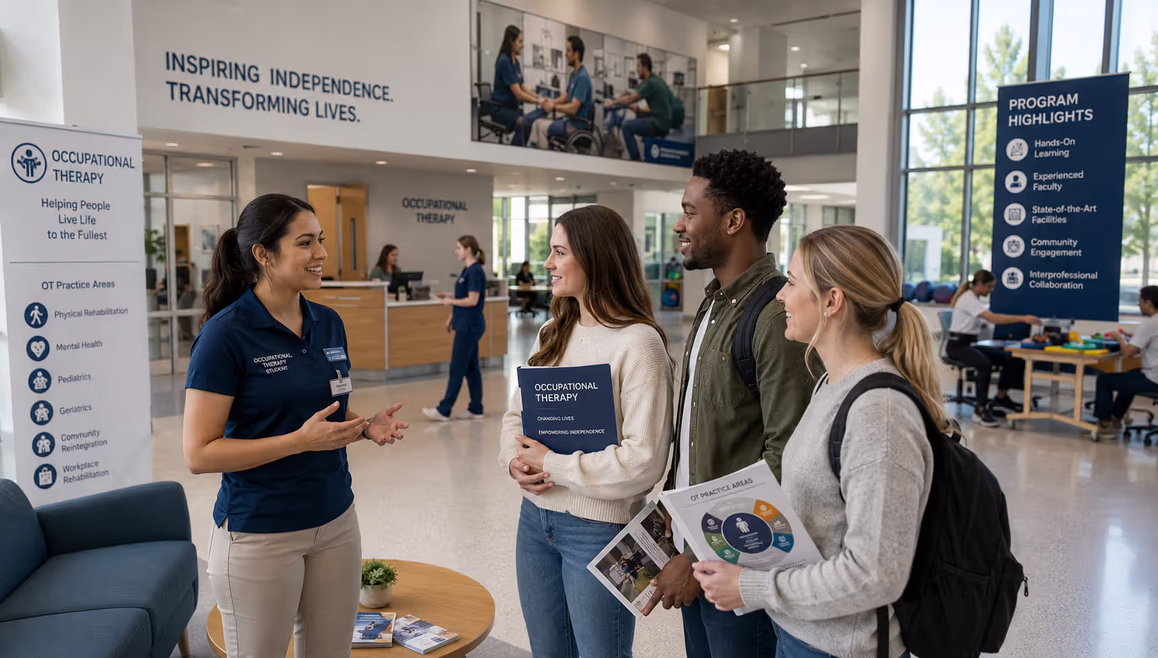 Prospective students visiting occupational therapy program campus