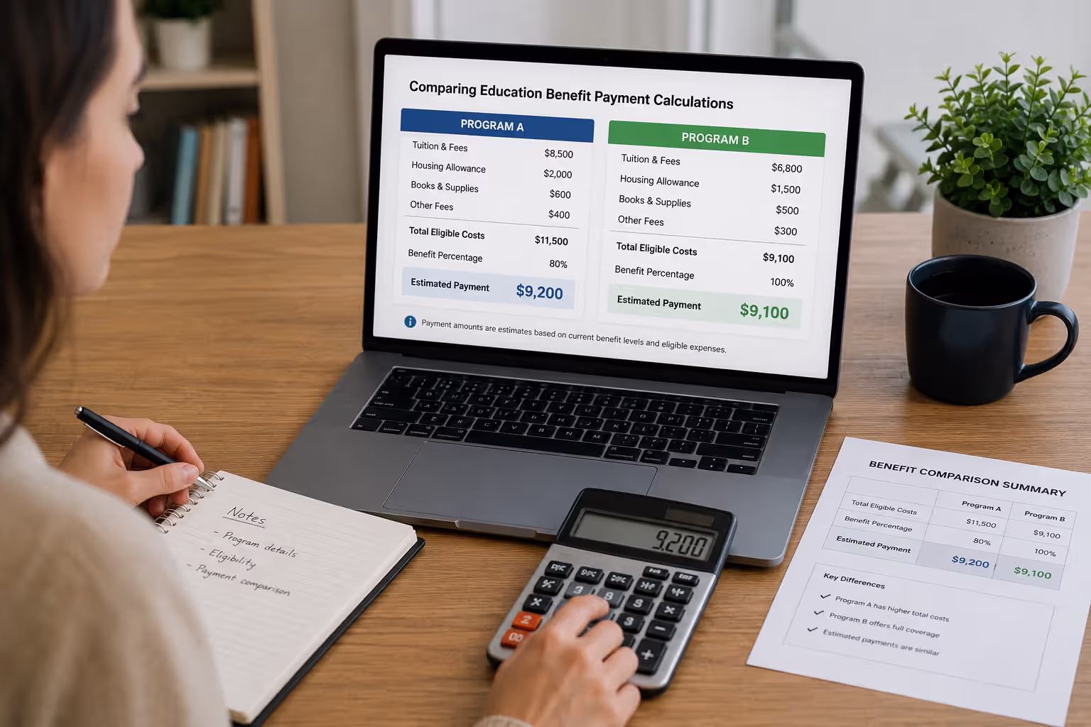 Comparing education benefit payment calculations